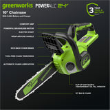 24V 10" Cordless Battery Chainsaw w/ 2.0Ah  Battery & 30W Type-C Charger(3-Ft Cable)