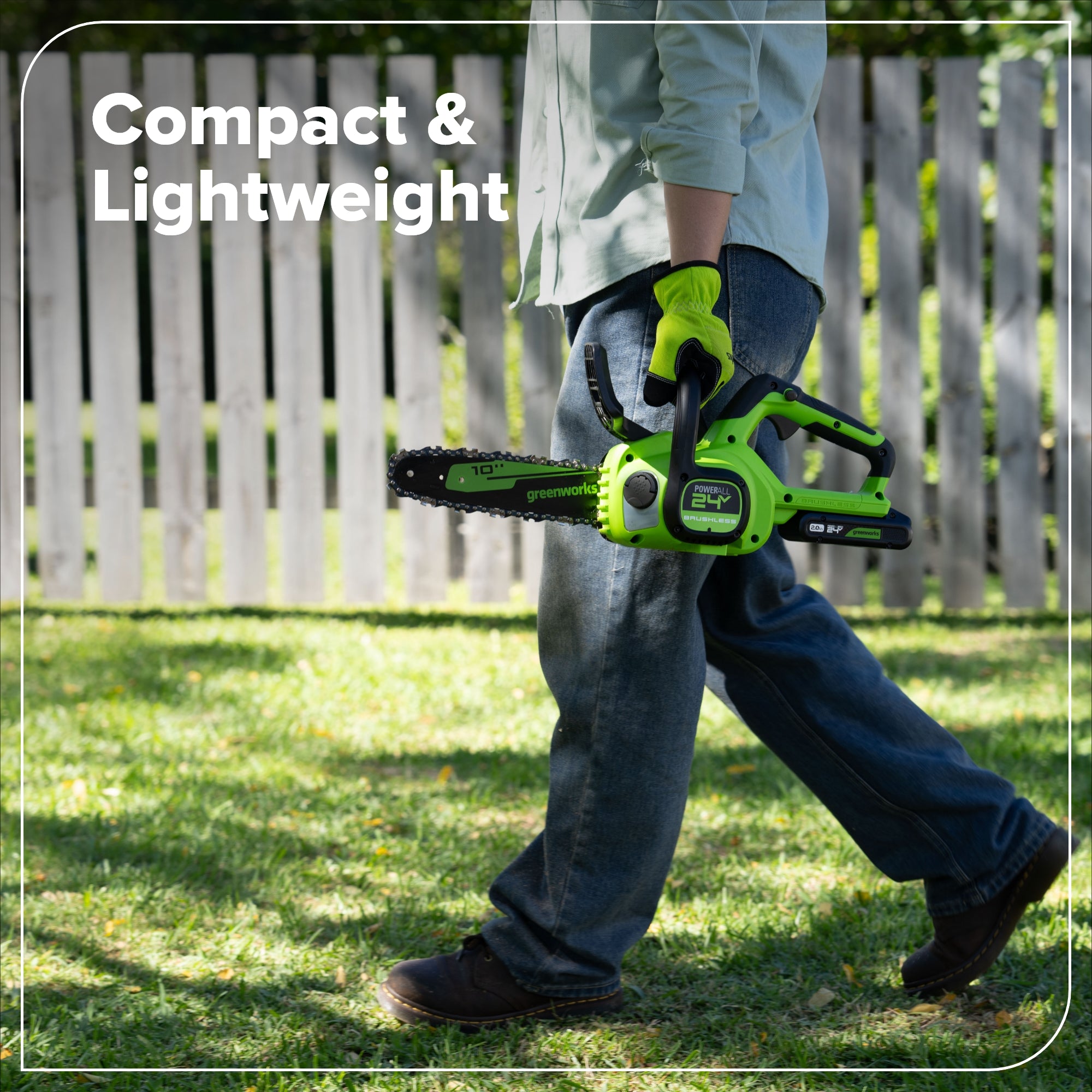 24V 10" Cordless Battery Chainsaw w/ 2.0Ah  Battery & 30W Type-C Charger(3-Ft Cable)