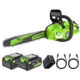 48V (24V x 2) 16" Cordless Battery Chainsaw w/ (2) 4.0Ah Batteries,65W Type-C Charger & (2) 3-Ft Cables)