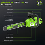 48V (24V x 2) 16" Cordless Battery Chainsaw w/ (2) 4.0Ah Batteries,65W Type-C Charger & (2) 3-Ft Cables)