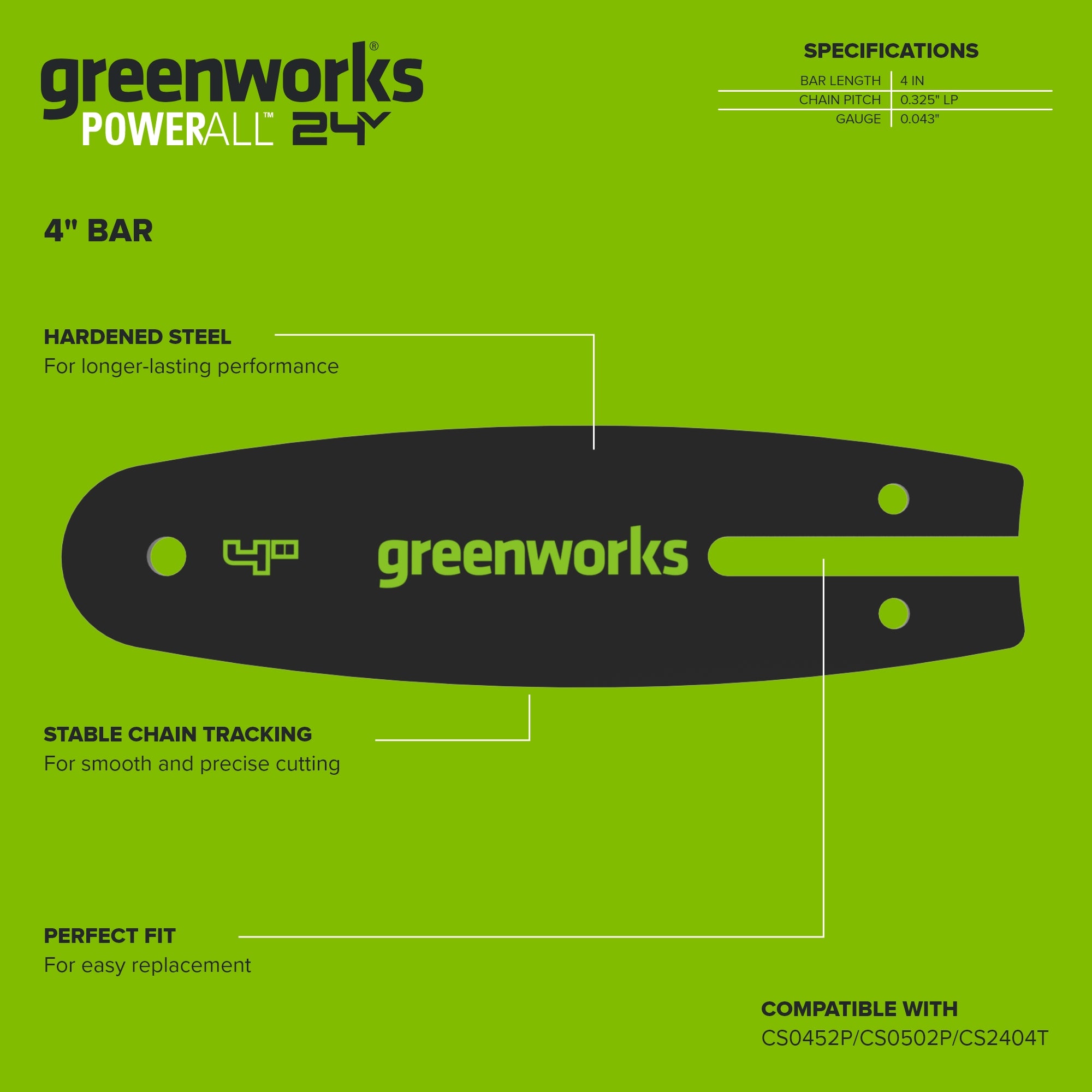 4" Chainsaw Bar .3" Pitch .043" Gauge and 26DL