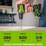 24V Cordless Battery Power Tool 4PC Combo Kit: (2) 2.0 Ah USB-C Batteries, (1) 30W USB-C Charger, (1) 3' 100W USB-C Cable and 34-Piece Accessory Sets