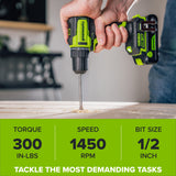 24V Cordless Battery 3 Series  1/2" 300 in/lbs Drill Driver: 2.0 Ah USB-C Battery and 30W USB-C Fast Charger