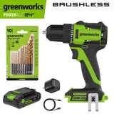 24V PowerAll 3/8" 280 in-lb Drill, with 2.0 Ah USB-C Battery, 30W USB-C Charger Block, 3' 100W USB-C Cable, 10-PC Drill Bit Set