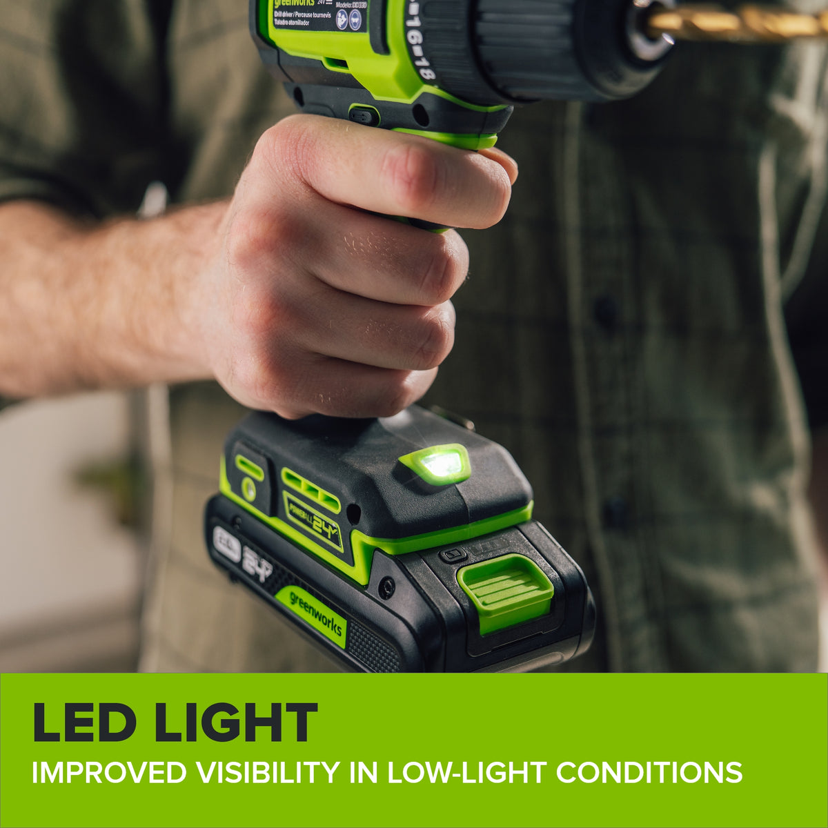 24V PowerAll 3/8" 280 in-lb Drill, with 2.0 Ah USB-C Battery, 30W USB-C Charger Block, 3' 100W USB-C Cable, 10-PC Drill Bit Set