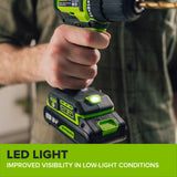 24V PowerAll 3/8" 280 in-lb Drill, with 2.0 Ah USB-C Battery, 30W USB-C Charger Block, 3' 100W USB-C Cable, 10-PC Drill Bit Set
