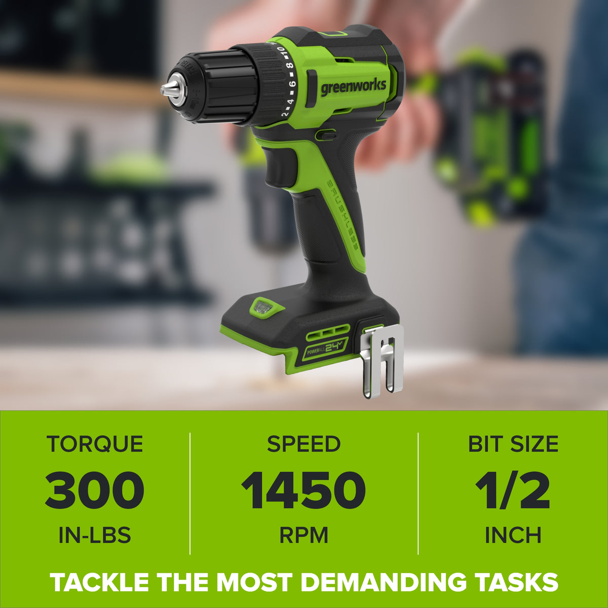 24V PowerAll 3/8" 280 in-lb Drill, with 2.0 Ah USB-C Battery, 30W USB-C Charger Block, 3' 100W USB-C Cable