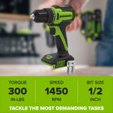 24V PowerAll 3/8" 280 in-lb Drill, with 2.0 Ah USB-C Battery, 30W USB-C Charger Block, 3' 100W USB-C Cable