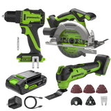 24V PowerAll 3-Tool Combo Kit w/ 3/8" Drill, 6-1/2" Circular Saw & Oscillating Multi-Tool: (1) 2.0Ah USB-C Battery, (1) 30W USB-C Charger, (1) 3' 100W USB-C Cable