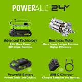 24V PowerAll 400 in-lb Drill Driver with (1) 2.0 Ah USB-C Battery, 30W USB-C Charger Block, 3' 100W USB-C Cable, Belt Clip, and Bit