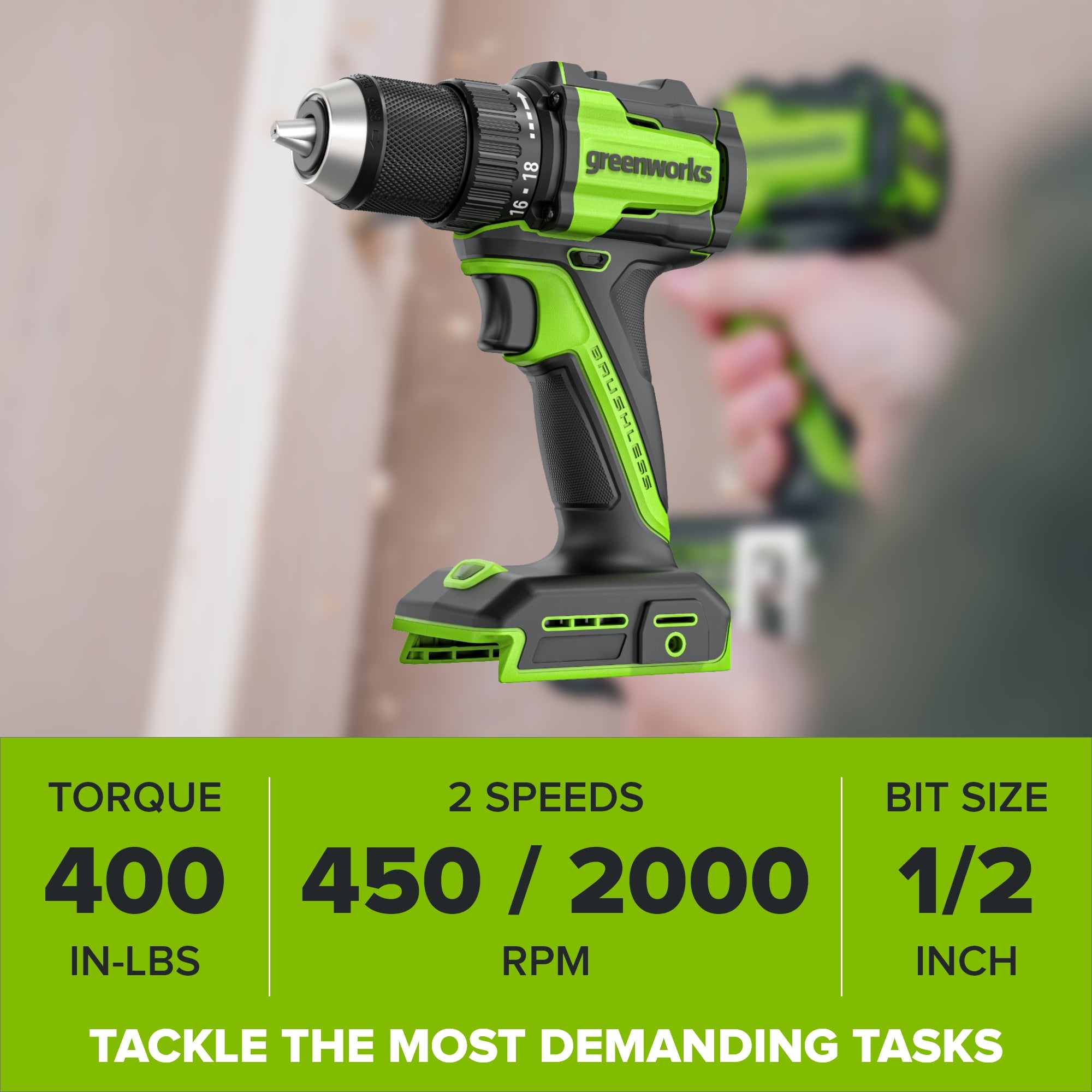 24V PowerAll 400 in-lb Drill Driver with (1) 2.0 Ah USB-C Battery, 30W USB-C Charger Block, 3' 100W USB-C Cable, Belt Clip, and Bit