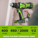 24V PowerAll 400 in-lb Drill Driver with (1) 2.0 Ah USB-C Battery, 30W USB-C Charger Block, 3' 100W USB-C Cable, Belt Clip, and Bit