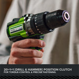 24V PowerAll Pro 850 in-lb 1/2" Hammer Drill, with 2.0 Ah Battery, 30W Charger, Belt Clip, and Auxiliary Handle