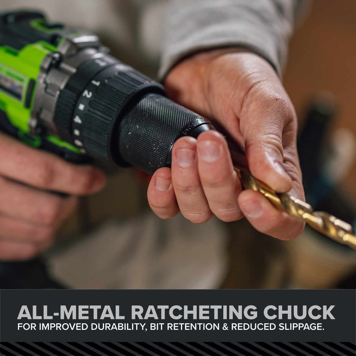 24V PowerAll Pro 850 in-lb 1/2" Hammer Drill, with 2.0 Ah Battery, 30W Charger, Belt Clip, and Auxiliary Handle