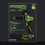 24V PowerAll Pro 850 in-lb 1/2" Hammer Drill, with 2.0 Ah Battery, 30W Charger, Belt Clip, and Auxiliary Handle