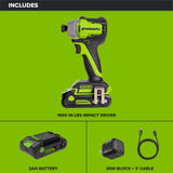 24V 3 Series 1/4" 1900 in/lbs Brushless Impact Driver Kit: 2.0 Ah USB-C Batteries and 30W USB-C Fast Charger