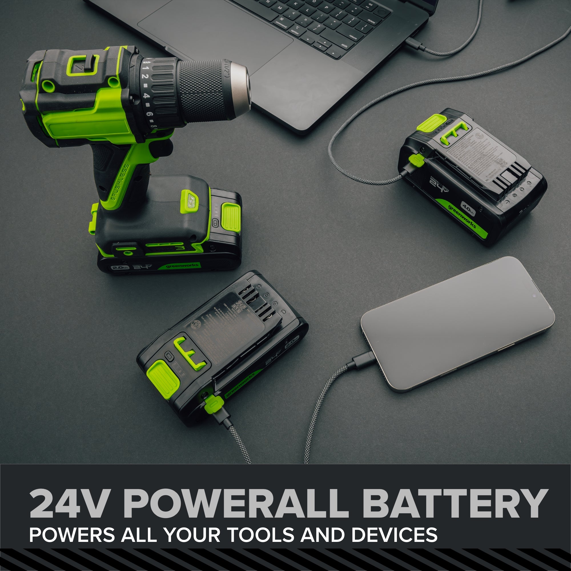 24V 5 Series 1/4" 2200 in/lbs Brushless Impact Driver Kit: 2.0 Ah USB-C Batteries and 65W USB-C Fast Charger