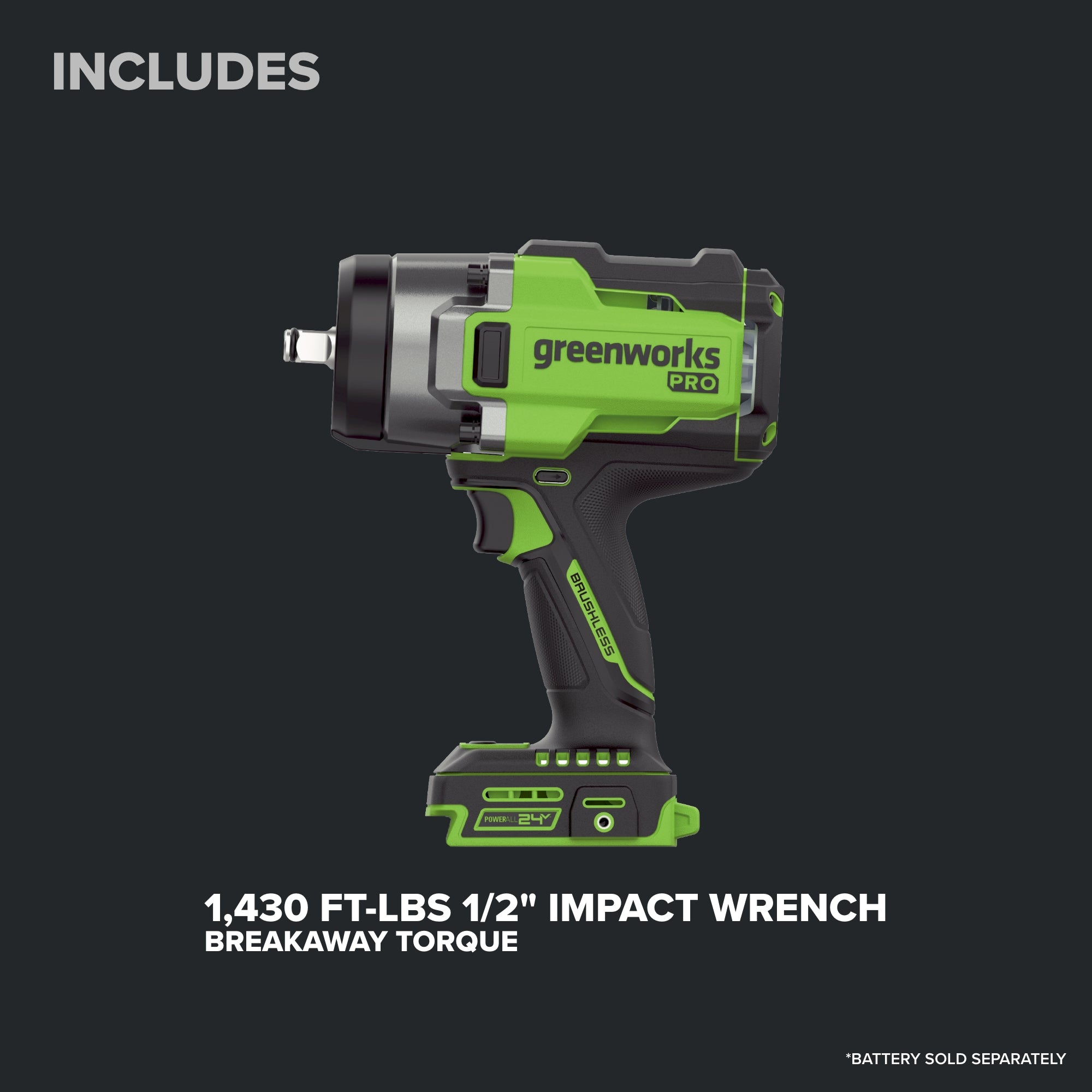 24V  5 Series 1/2"  1430 ft-lbs Cordless Battery Impact Wrench (Tool Only)