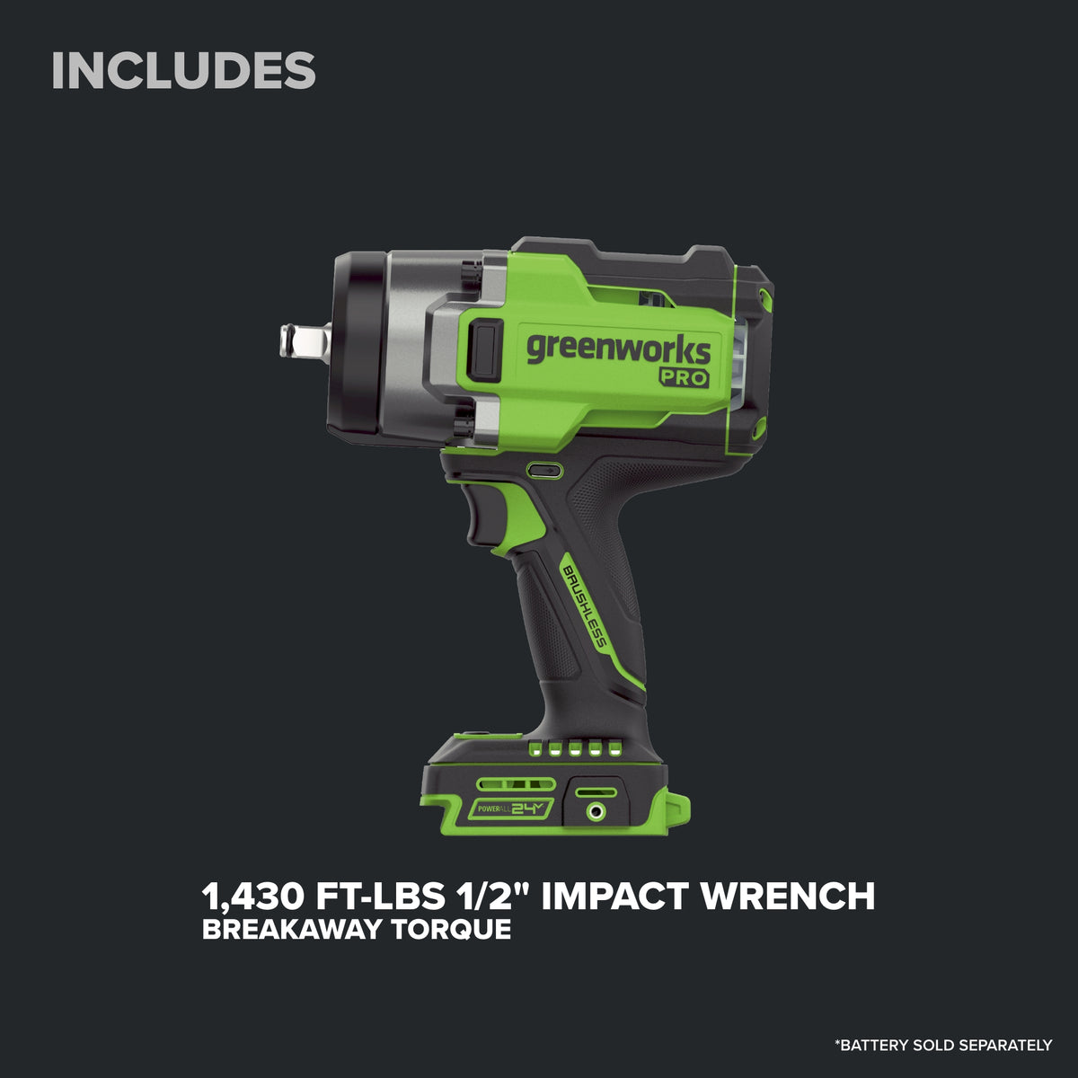 24V  5 Series 1/2"  1430 ft-lbs Cordless Battery Impact Wrench (Tool Only)