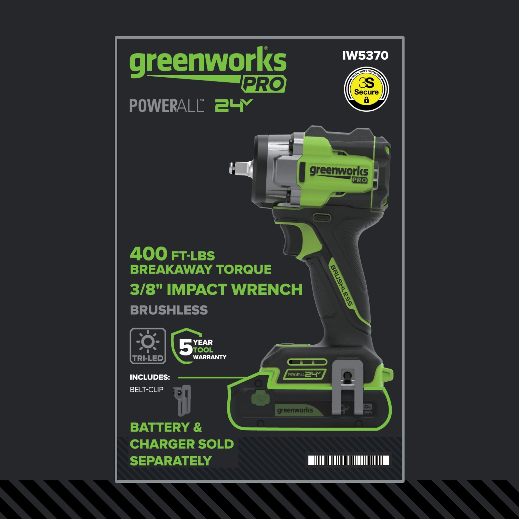 24V  5 Series 3/8"  400 ft-lbs Cordless Battery Impact Wrench (Tool Only)