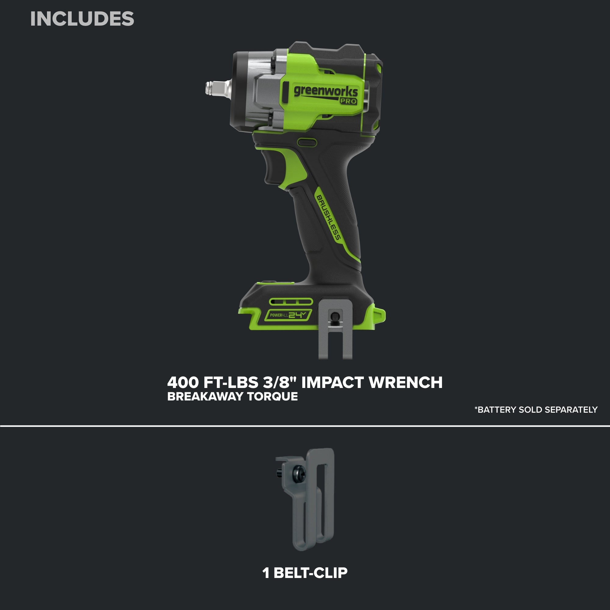 24V  5 Series 3/8"  400 ft-lbs Cordless Battery Impact Wrench (Tool Only)