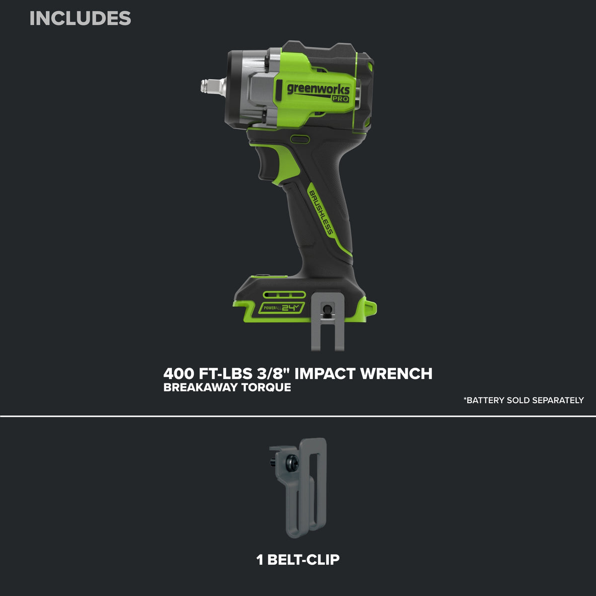 24V  5 Series 3/8"  400 ft-lbs Cordless Battery Impact Wrench (Tool Only)