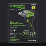 24V  5 Series 1/2"  560 ft-lbs Cordless Battery Impact Wrench (Tool Only)