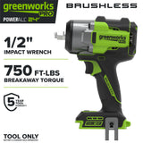 24V PowerAll Pro 750 ft-lb Breakaway Torque 1/2" Impact Wrench, Tool Only