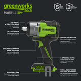 24V  5 Series 1/2"  750 ft-lbs Cordless Battery Impact Wrench (Tool Only)