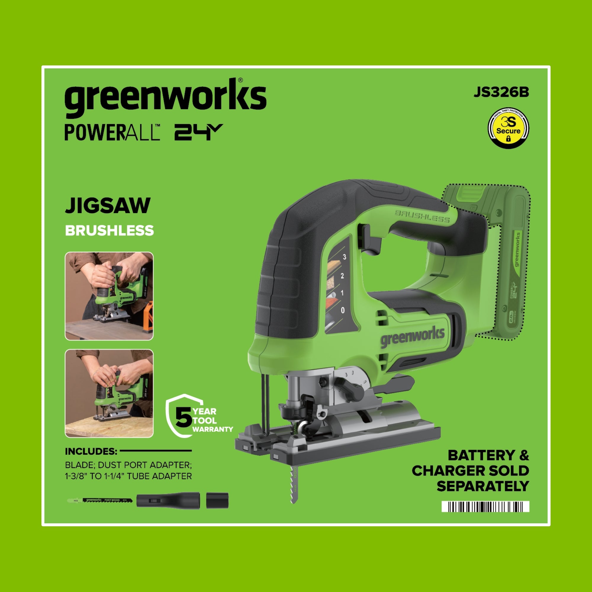 24V  3 Series Cordless Battery 3000SPM Jig Saw (Tool Only)