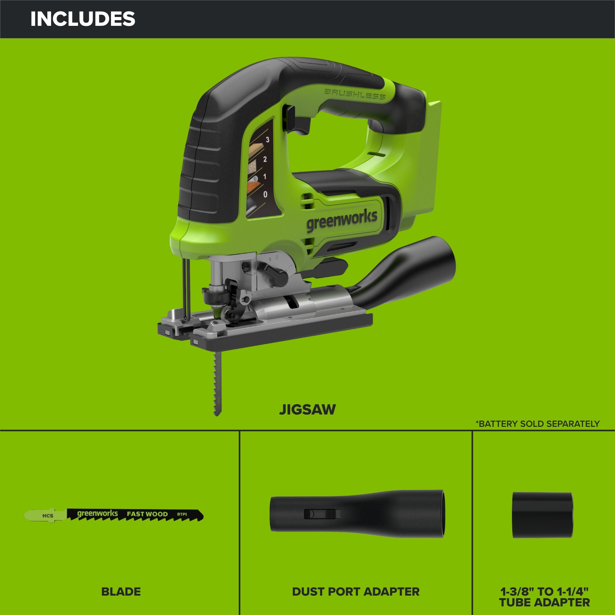 24V  3 Series Cordless Battery 3000SPM Jig Saw (Tool Only)