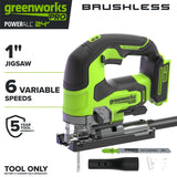 24V PowerAll Pro Jigsaw with Dust Port Adapter, Blade, and VAC Shroud