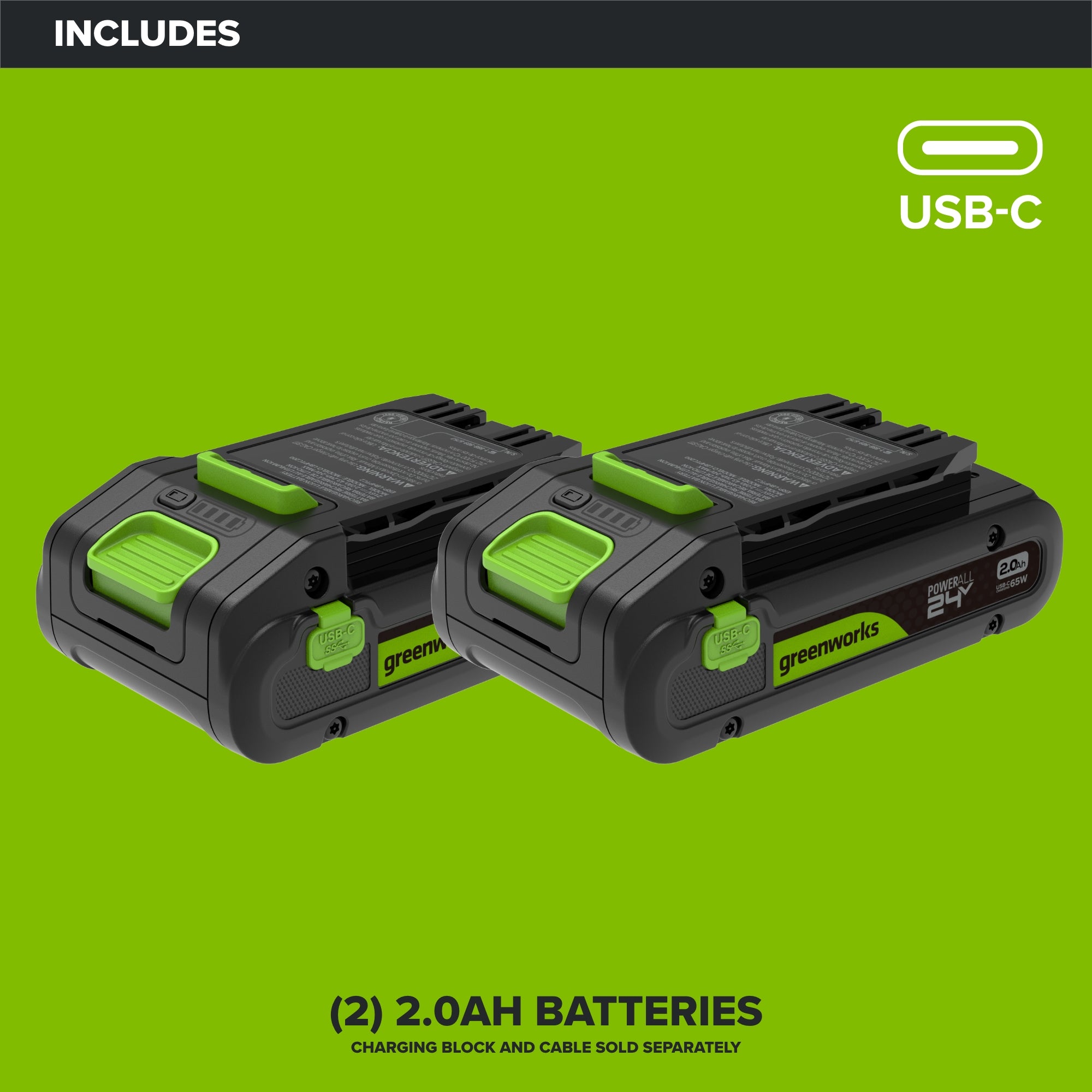 24V PowerAll Battery 2-Pack, with (2) 2.0 Ah Batteries