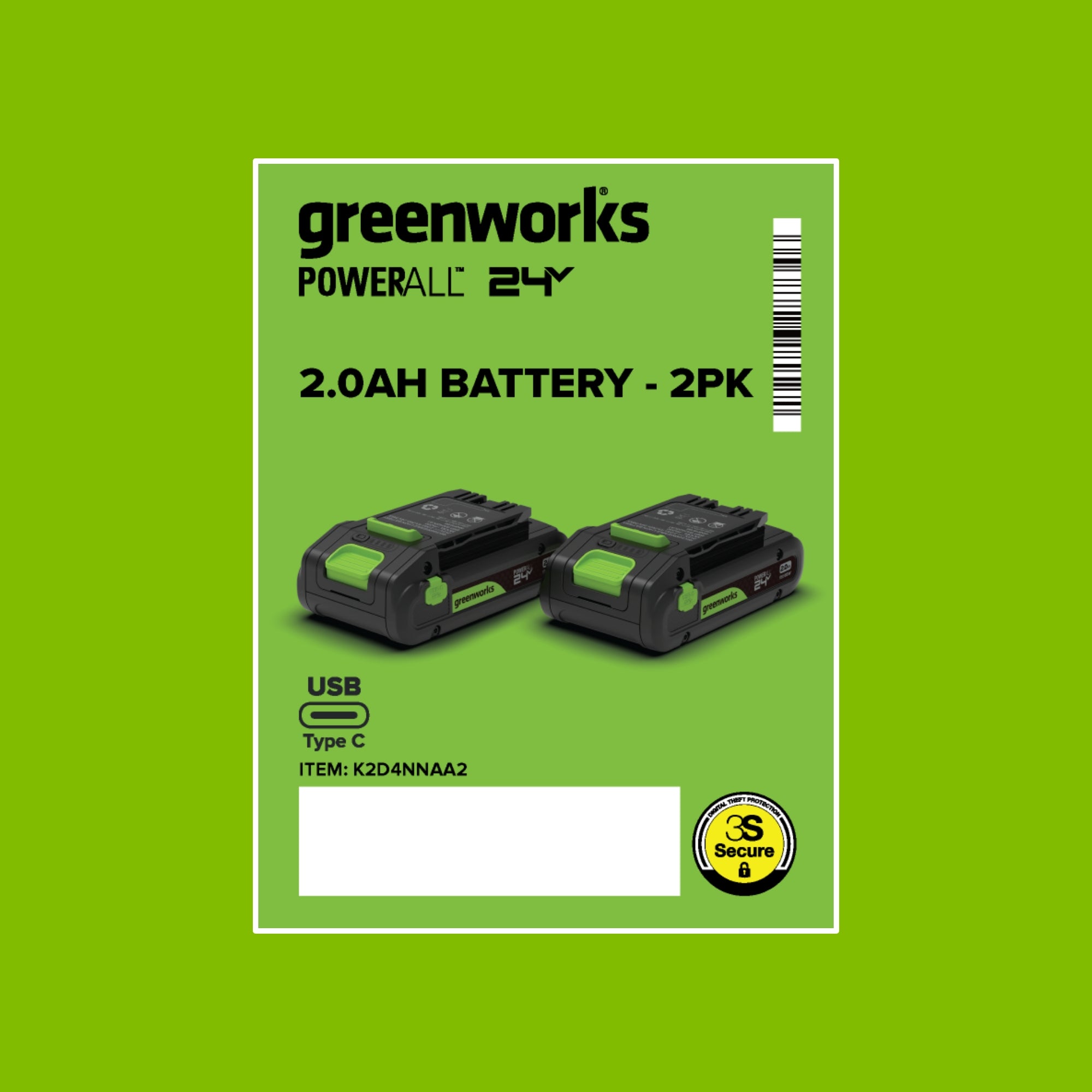 24V PowerAll Battery 2-Pack, with (2) 2.0 Ah Batteries