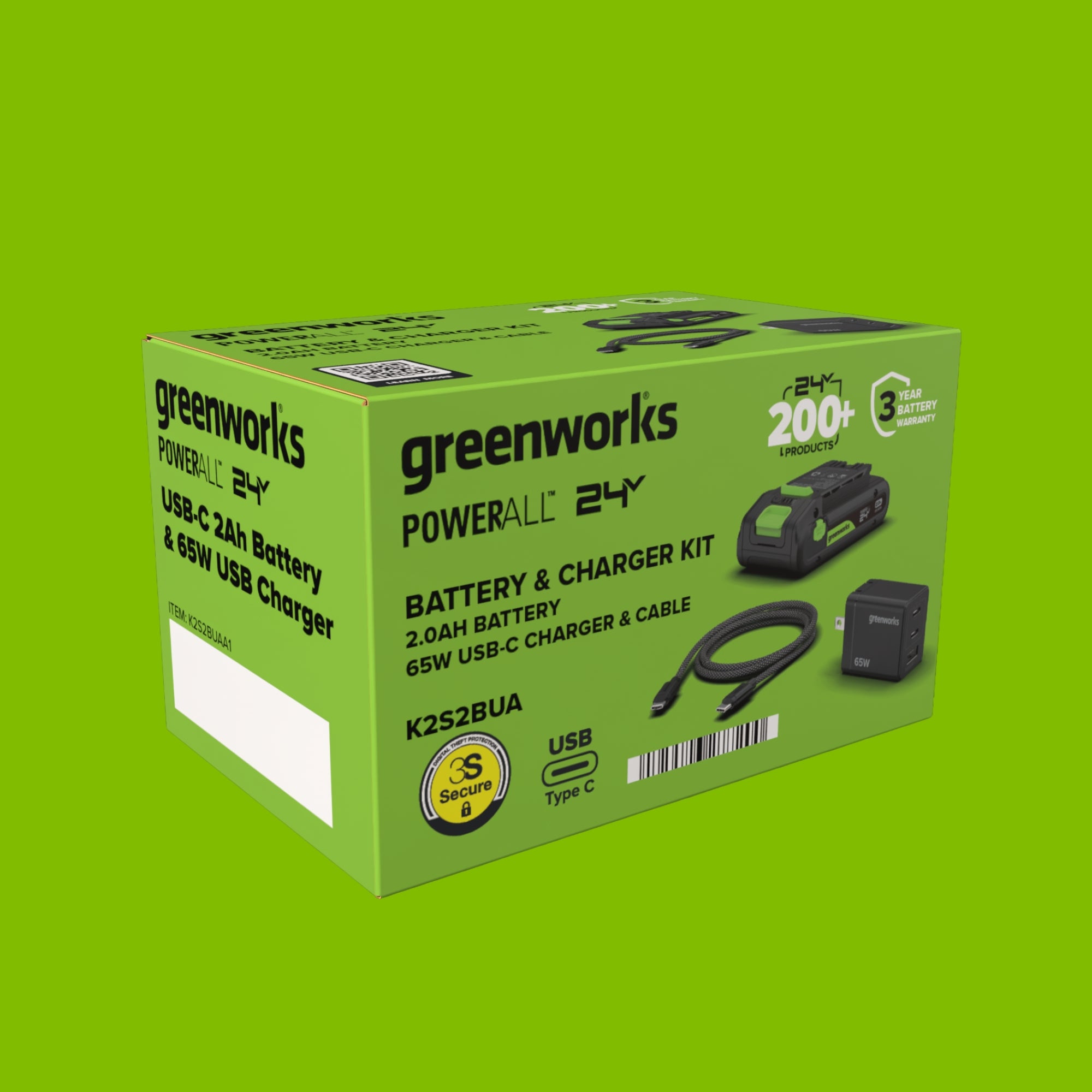 24V 2.0Ah Battery & 65W Gan Charger Starter Kit