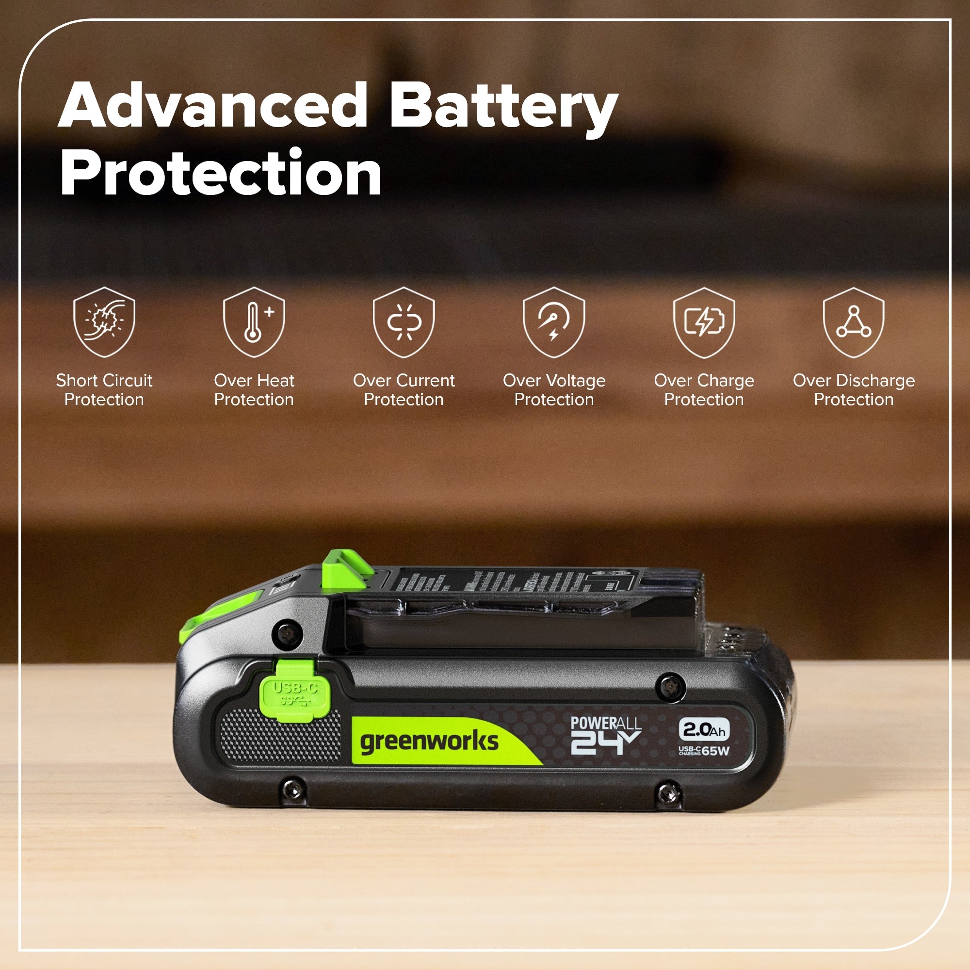 24V 2.0Ah Battery with Bi-Directional USB-C Port