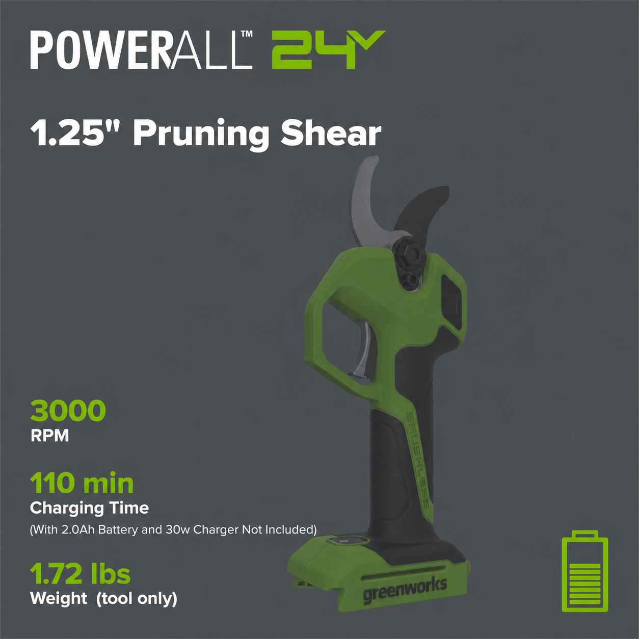 24V 1.25" Pruning Shear (Tool Only)