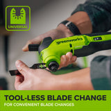 24V PowerAll 3.2˚ Oscillating Multi-Tool, with Plunge Cut Blade, Scraper Blade, Flush Cut Blade, Sanding Plate, (9) Sanding Pads