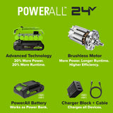 24V PowerAll 3.2˚ Oscillating Multi-Tool, with Plunge Cut Blade, Scraper Blade, Flush Cut Blade, Sanding Plate, (9) Sanding Pads