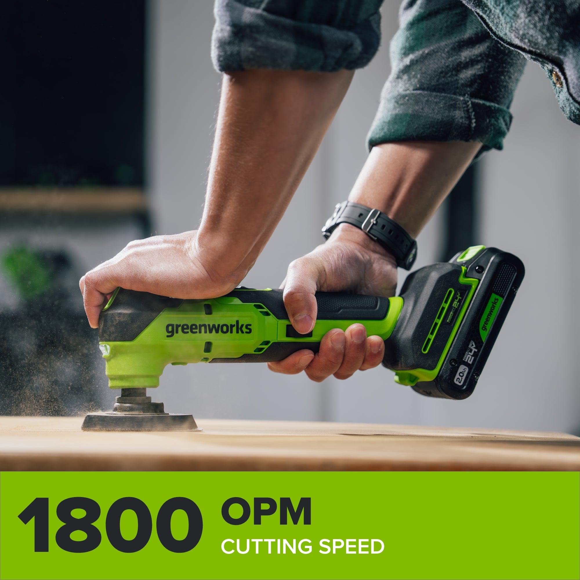 24V PowerAll 3.2˚ Oscillating Multi-Tool, with Plunge Cut Blade, Scraper Blade, Flush Cut Blade, Sanding Plate, (9) Sanding Pads