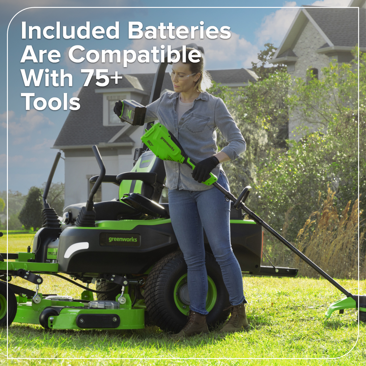 80V 54" MaximusZ Zero Turn Riding Mower: (2) 16.0 Ah and (4) 6.0 Ah Batteries and 1.5kW Charger, MZ5481