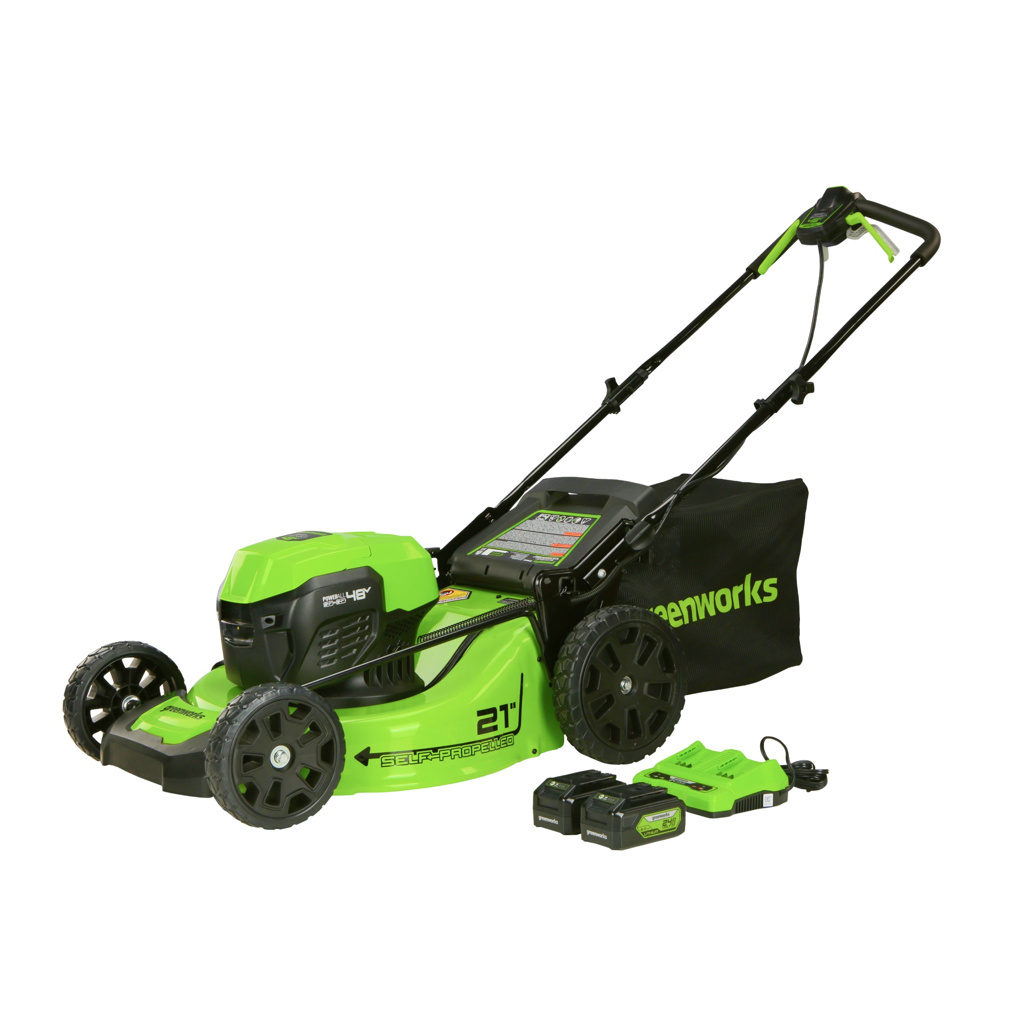 Greenworks 2 x 24V (48V) 21 Brushless Cordless Self-Propelled Lawn Mower, (2)