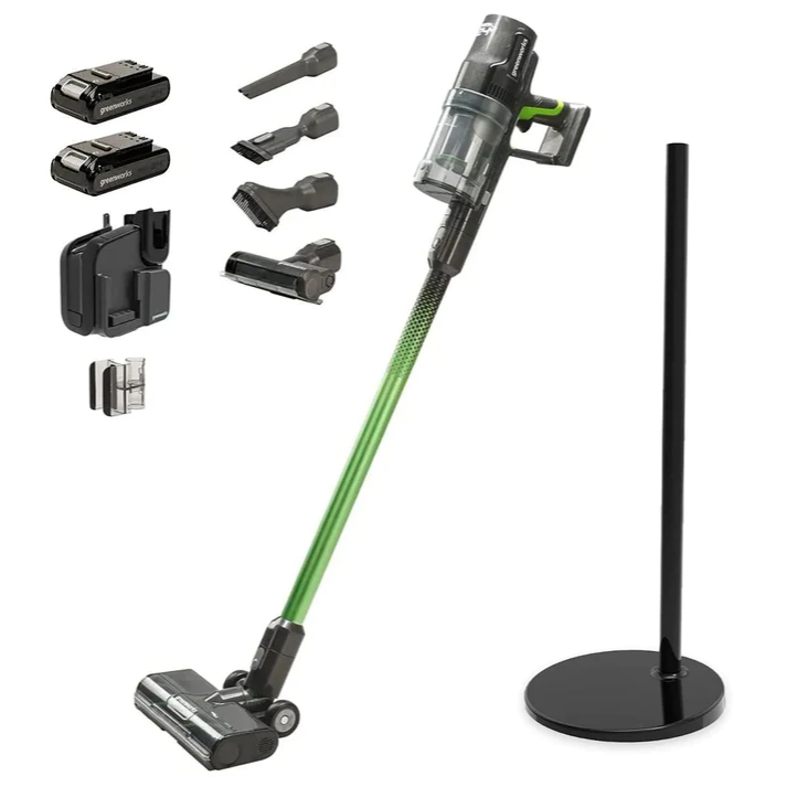24V Cordless Green Stick Vacuum 3-in-1 Bundle w/ Two (2) 4.0Ah Batteries & Charging Stand