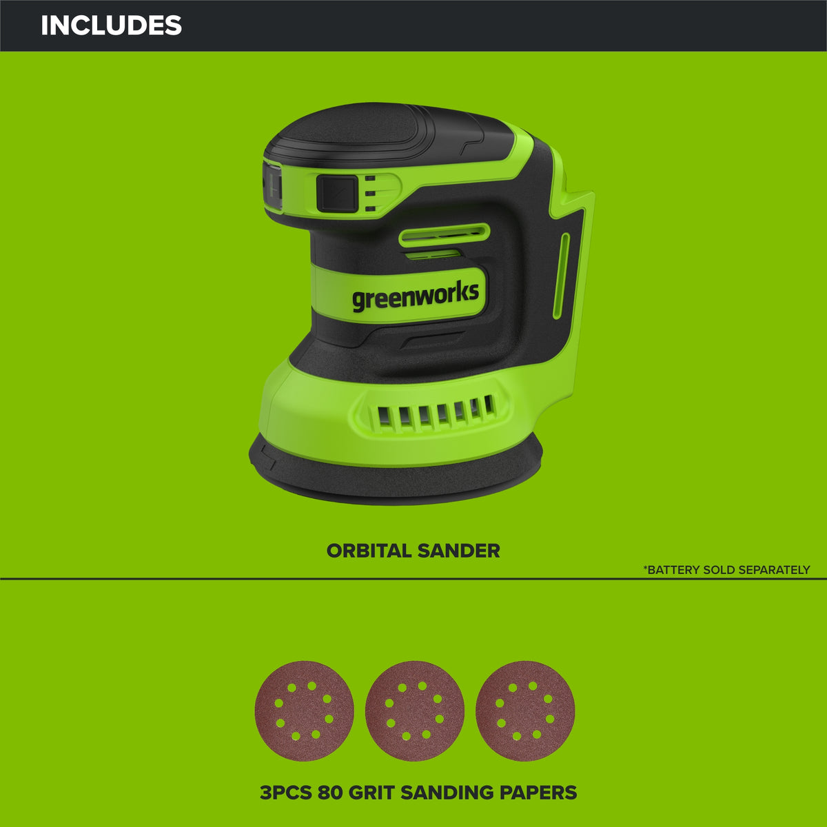 24V 3 Series Cordless Battery Random Orbit Sander (Tool Only)