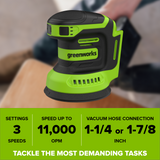 24V PowerAll Orbital Sander, Tool Only, with (3) Pieces of 80 Grit Sanding Paper