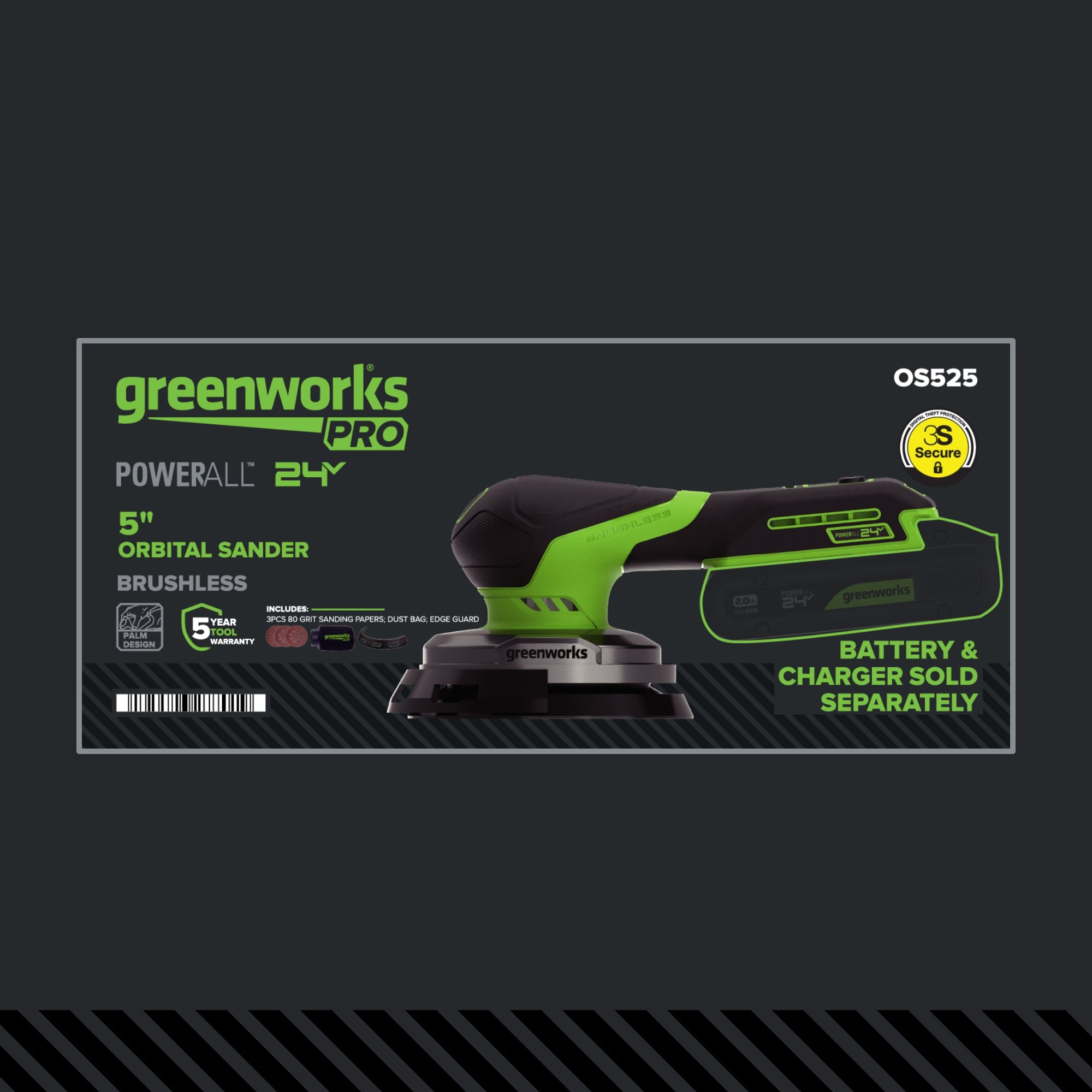 24V 5 Series Cordless Battery Random Orbit Sander (Tool Only)