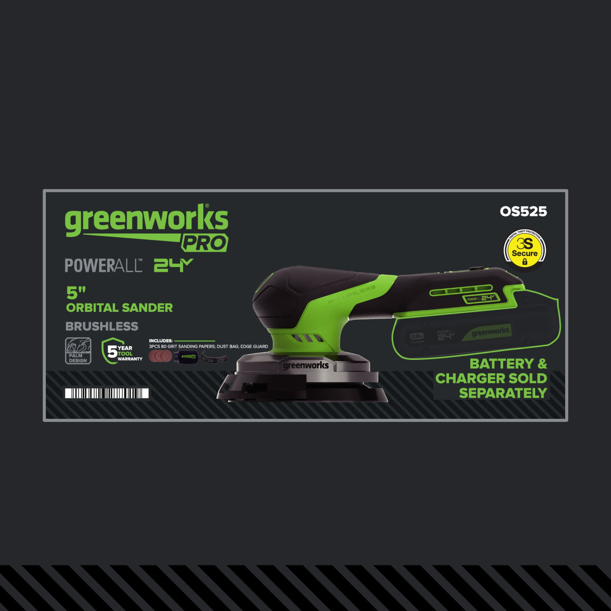 24V 5 Series Cordless Battery Random Orbit Sander (Tool Only)
