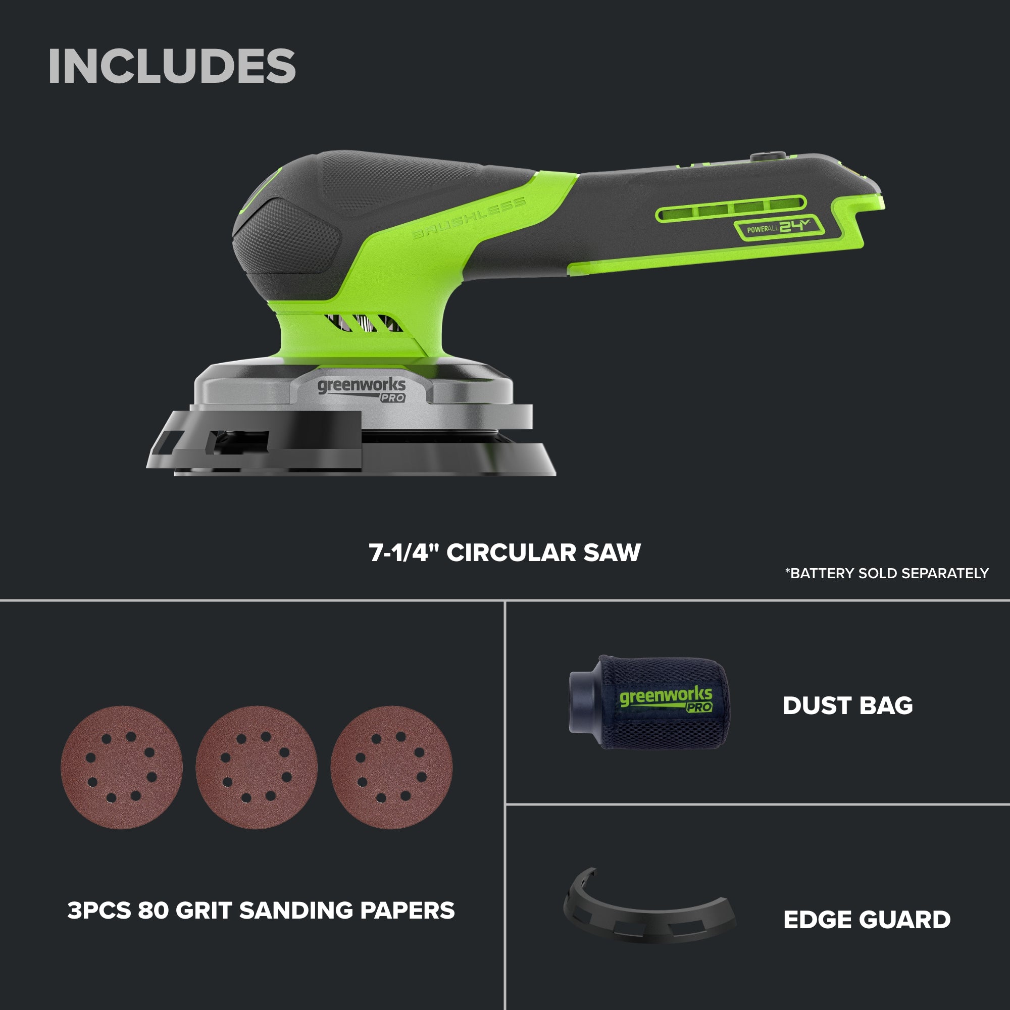 24V 5 Series Cordless Battery Random Orbit Sander (Tool Only)