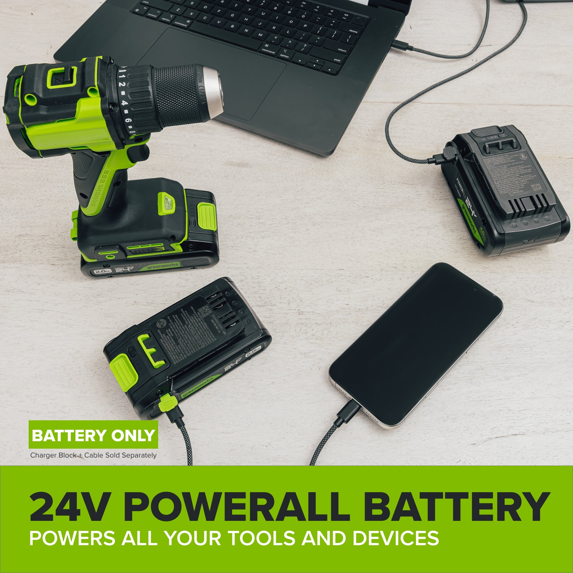 24V 2.0 Ah Battery with Bi-Directional USB-C Port