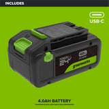 24V 4.0 Ah Battery with Bi-Directional USB-C Port